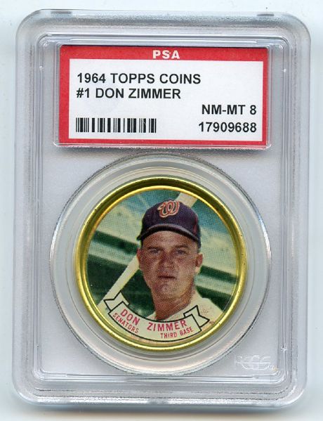 1964 Topps Coins 1 Don Zimmer PSA NM-MT 8