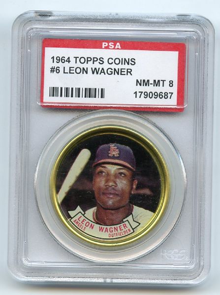 1964 Topps Coins 6 Leon Wagner PSA NM-MT 8