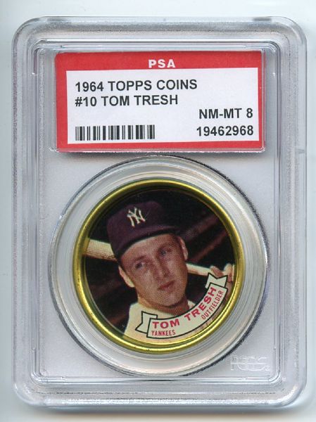 1964 Topps Coins 10 Tom Tresh PSA NM-MT 8