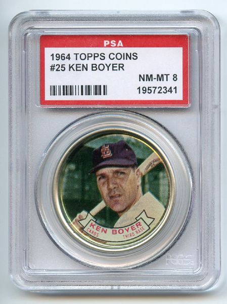 1964 Topps Coins 25 Ken Boyer PSA NM-MT 8