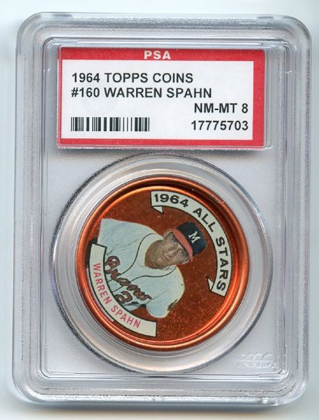 1964 Topps Coins 160 Warren Spahn PSA NM-MT 8