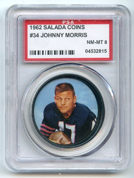 1962 Salada Coins 34 Johnny Morris PSA NM-MT 8