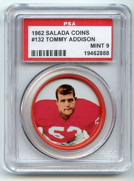 1962 Salada Coins 132 Tommy Addison PSA MINT 9