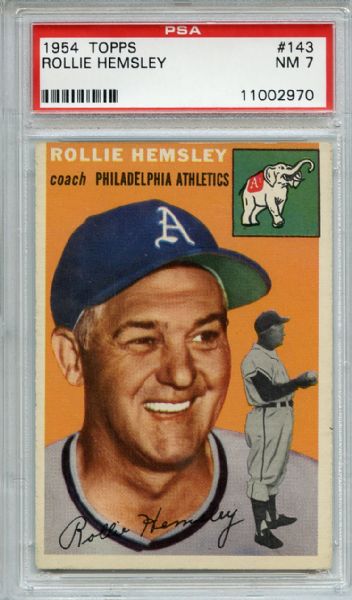 1954 Topps 143 Rollie Hemsley PSA NM 7