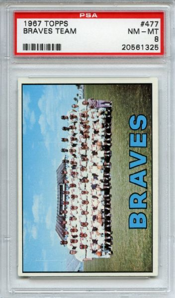 1967 Topps 477 Atlanta Braves Team PSA NM-MT 8