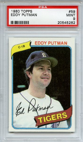 1980 Topps 59 Eddy Putman PSA MINT 9