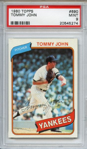 1980 Topps 690 Tommy John PSA MINT 9