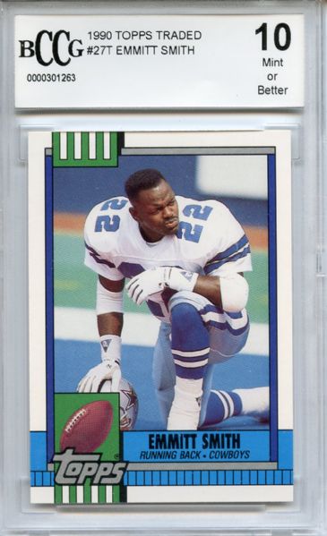 1990 Topps Traded 27T Emmitt Smith Rookie BCCG 10 Mint or Better