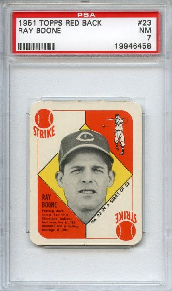1951 Topps Red Back 23 Ray Boone PSA NM 7