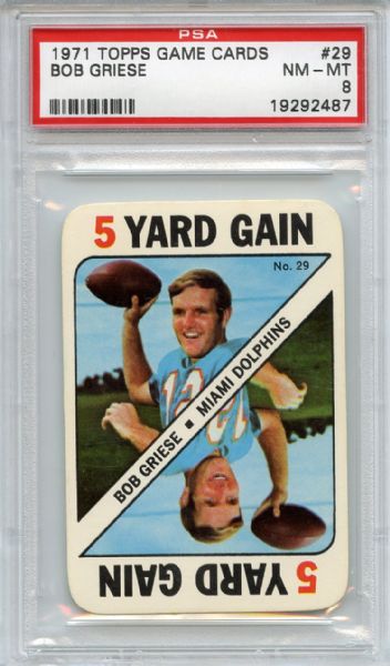 1971 Topps Game Cards 29 Bob Griese PSA NM-MT 8