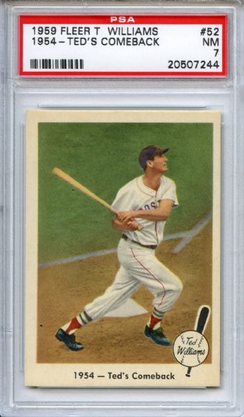 1959 Fleer Ted Williams 52 Ted's Comeback PSA NM 7