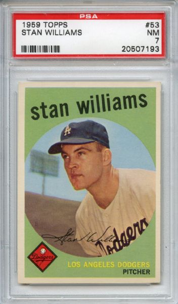 1959 Topps 53 Stan Williams PSA NM 7