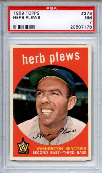 1959 Topps 373 Herb Plews PSA NM 7