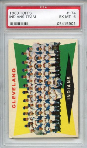 1960 Topps 174 Cleveland Indians Team PSA EX-MT 6
