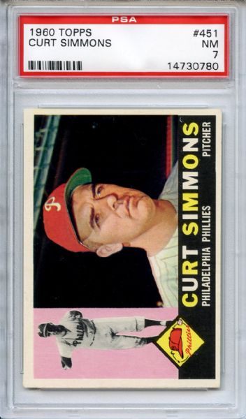 1960 Topps 451 Curt Simmons PSA NM 7