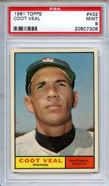 1961 Topps 432 Coot Veal PSA MINT 9