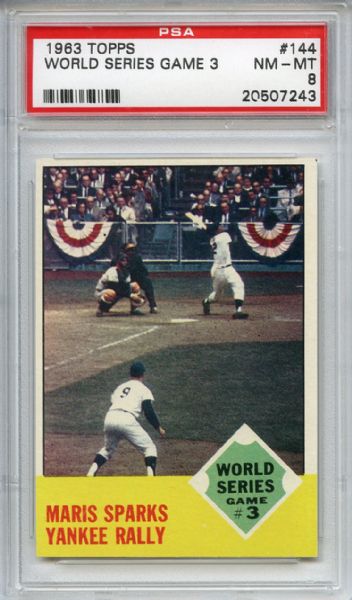 1963 Topps 144 World Series Game 3 Roger Maris PSA NM-MT 8