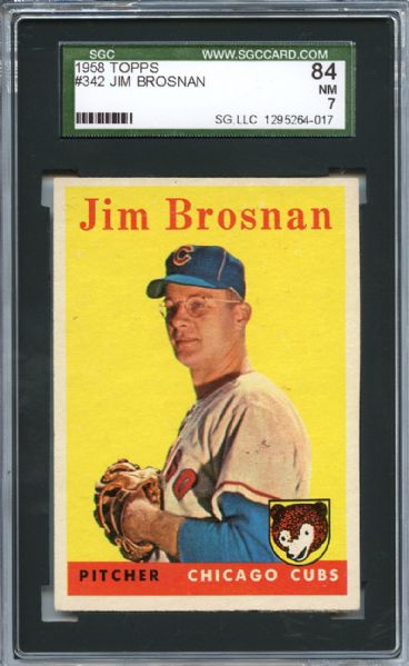 1958 Topps 342 Jim Brosnan SGC NM 84 / 7