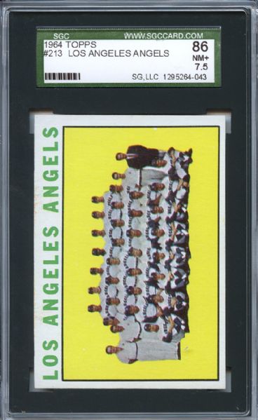 1964 Topps 213 Los Angeles Angels Team SGC NM+ 86 / 7.5