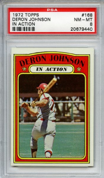 1972 Topps 168 Deron Johnson In Action PSA NM-MT 8