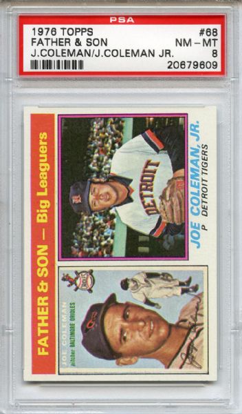 1976 Topps 68 Father & Son Coleman PSA NM-MT 8