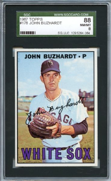 1967 Topps 178 John Buzhardt SGC NM/MT 88 / 8