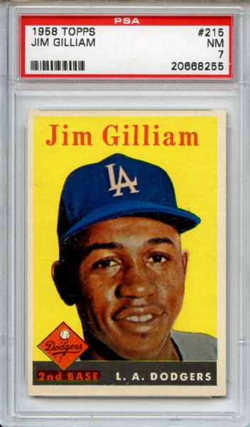 1958 Topps 315 Jim Gilliam PSA NM 7