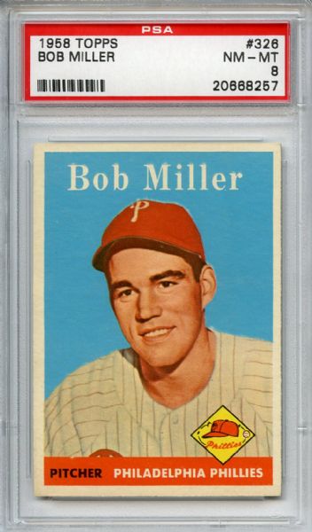 1958 Topps 326 Bob Miller PSA NM-MT 8