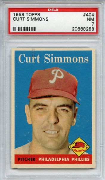1958 Topps 404 Curt Simmons PSA NM 7