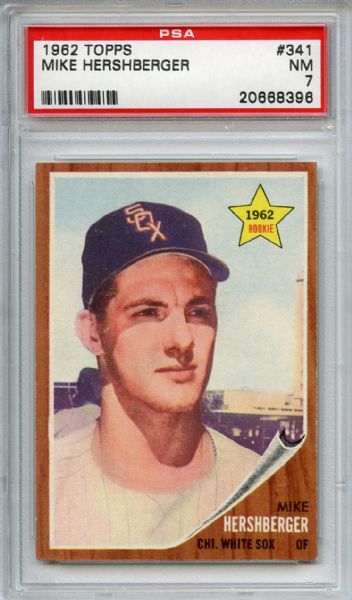 1962 Topps 341 Mike Hershberger PSA NM 7