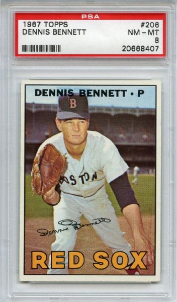 1967 Topps 206 Dennis Bennett PSA NM-MT 8