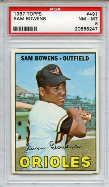 1967 Topps 491 Sam Bowens PSA NM-MT 8