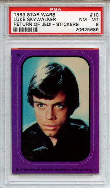 1983 Star Wars Return of the Jedi Stickers 10 Luke Skywalker PSA NM-MT 8