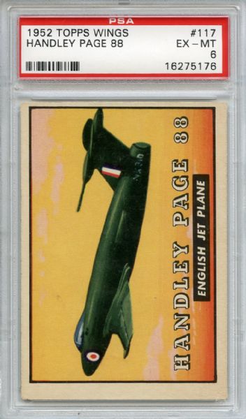 1952 Topps Wings 117 Handley Page 88 PSA EX-MT 6
