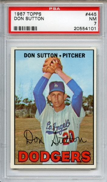 1967 Topps 445 Don Sutton PSA NM 7