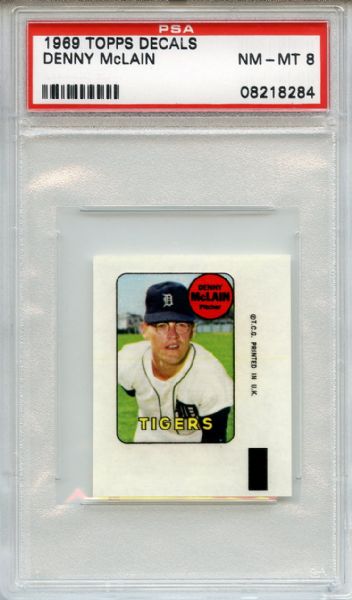 1969 Topps Decals Denny McLain PSA NM-MT 8