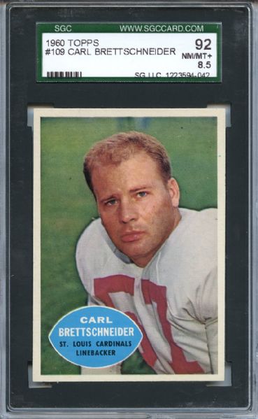 1960 Topps 109 Carl Brettschneider SGC NM/MT+ 92 / 8.5