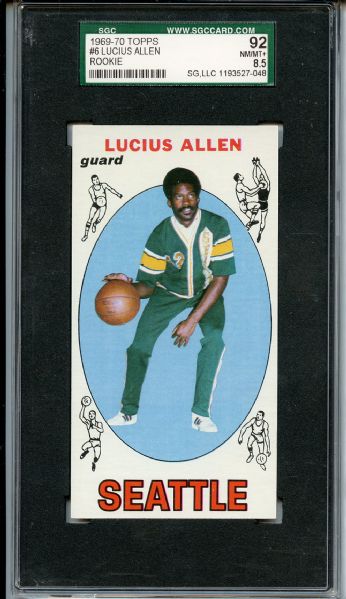 1969 Topps 6 Lucius Allen SGC NM/MT+ 92 / 8.5