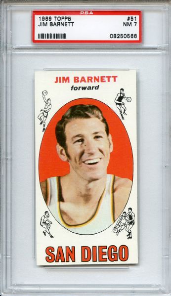1969 Topps 51 Jim Barnett PSA NM 7