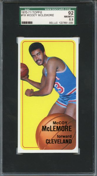 1970 Topps 19 McCoy McLemore SGC NM/MT+ 92 / 8.5