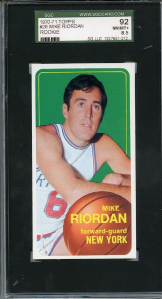1970 Topps 26 Mike Riordan SGC NM/MT+ 92 / 8.5