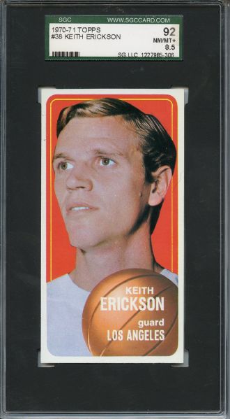 1970 Topps 38 Keith Erickson SGC NM/MT+ 92 / 8.5