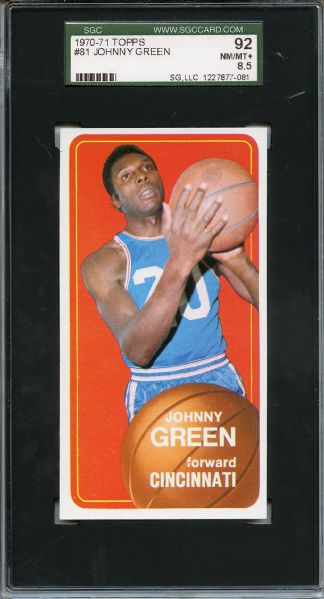 1970 Topps 81 Johnny Green SGC NM/MT+ 92 / 8.5