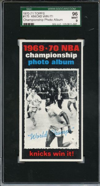 1970 Topps 175 Knicks Win It! SGC MINT 96 / 9