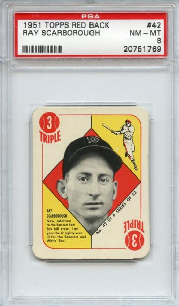 1951 Topps Red Back 42 Ray Scarborough PSA NM-MT 8