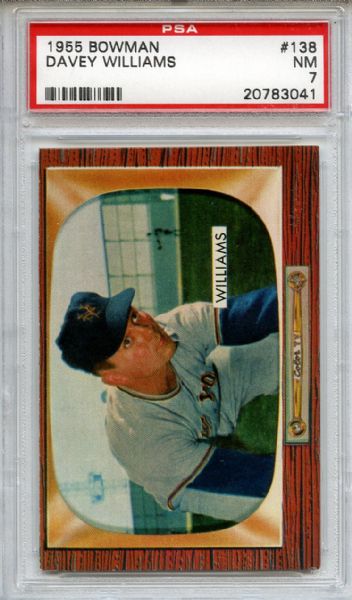 1955 Bowman 138 Davey Williams PSA NM 7