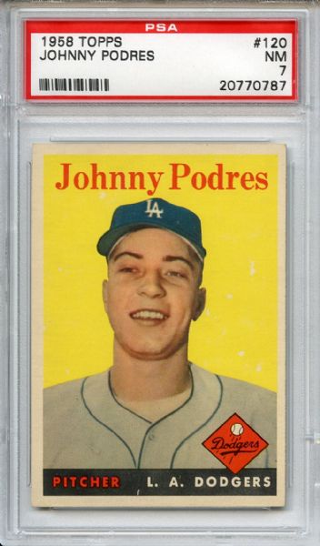 1958 Topps 120 Johnny Podres PSA NM 7