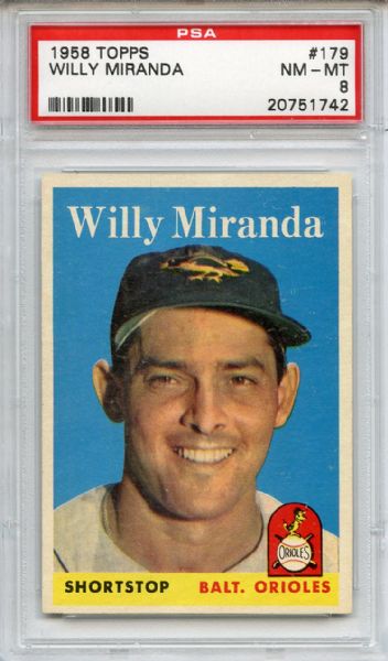 1958 Topps 179 Willy Miranda PSA NM-MT 8