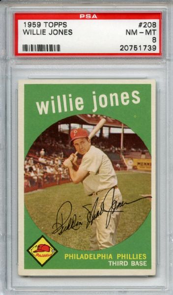 1959 Topps 208 Willie Jones PSA NM-MT 8
