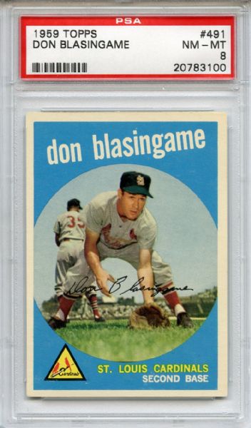 1959 Topps 491 Don Blasingame PSA NM-MT 8